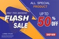 Design of the flash sale banner template.50% discount.The offer is limited in time. Royalty Free Stock Photo